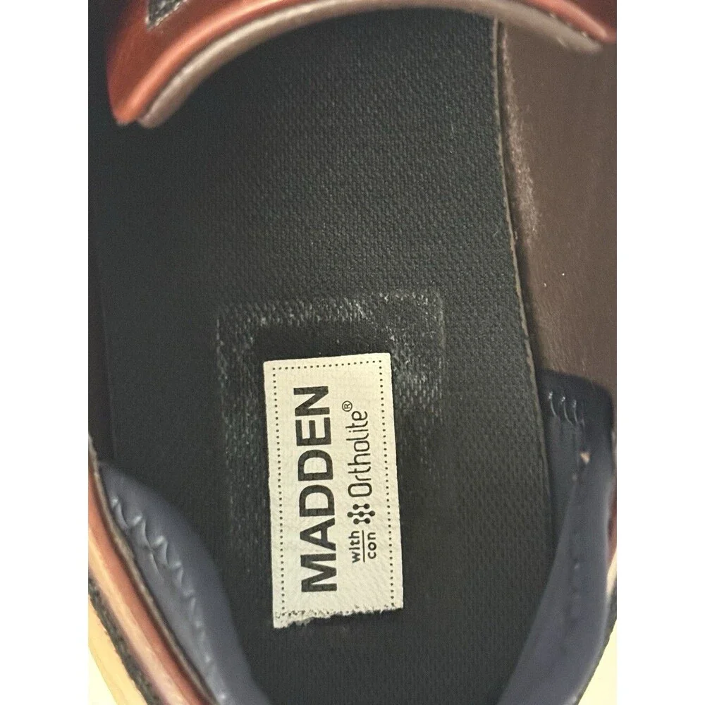 MADDEN Steve Madden Mens Brown Perforated Leather Derby Oxford Shoes Size 11 US